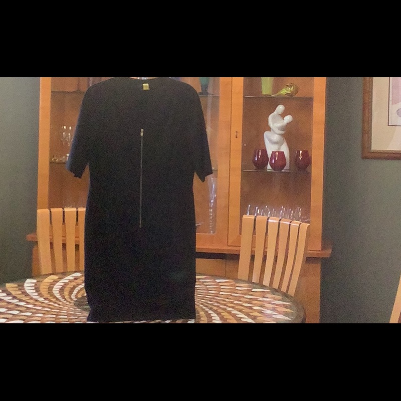 Tahari Classic Black Dress Euc Gold Zipper Front